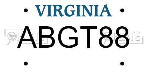 ABGT88 Virginia License Plate