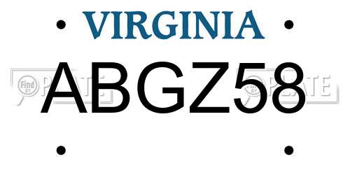 ABGZ58 Virginia License Plate