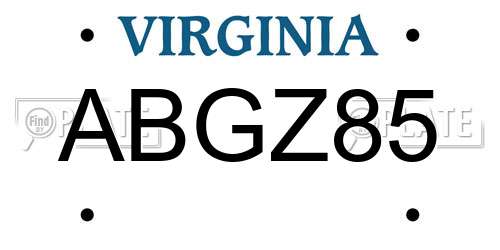 ABGZ85 Virginia License Plate