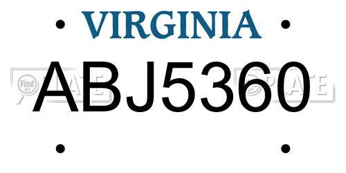 ABJ5360 Virginia License Plate