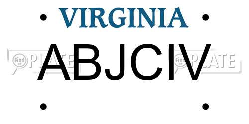 ABJCIV Virginia License Plate