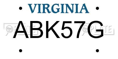 ABK57G Virginia License Plate