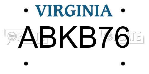 ABKB76 Virginia License Plate