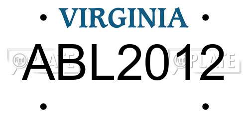 ABL2012 Virginia License Plate