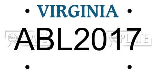 ABL2017 Virginia License Plate