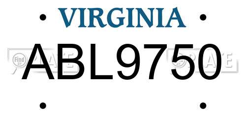 ABL9750 Virginia License Plate