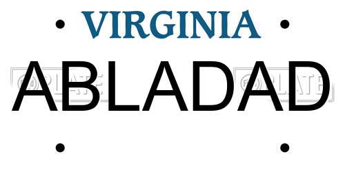 ABLADAD Virginia License Plate