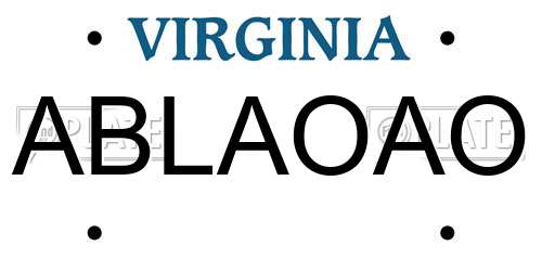 ABLAOAO Virginia License Plate