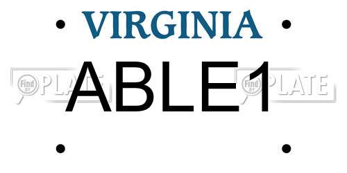 ABLE1 Virginia License Plate