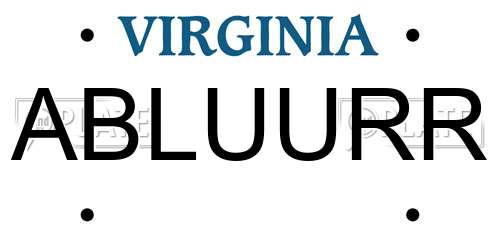 ABLUURR Virginia License Plate
