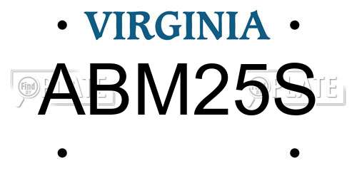 ABM25S Virginia License Plate
