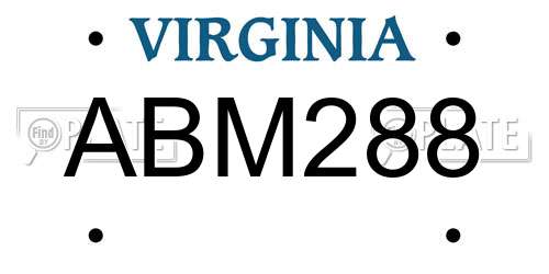 ABM288 Virginia License Plate