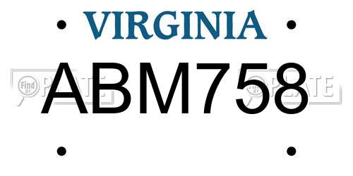 ABM758 Virginia License Plate