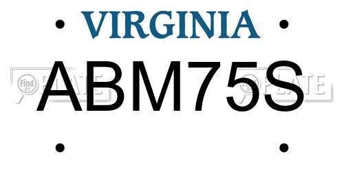ABM75S Virginia License Plate