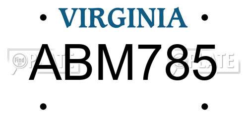 ABM785 Virginia License Plate