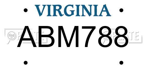 ABM788 Virginia License Plate
