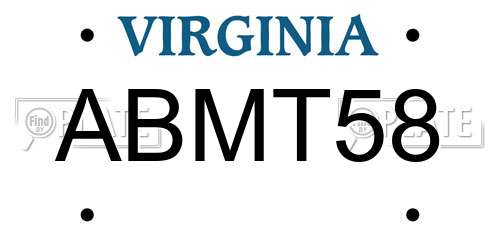 ABMT58 Virginia License Plate