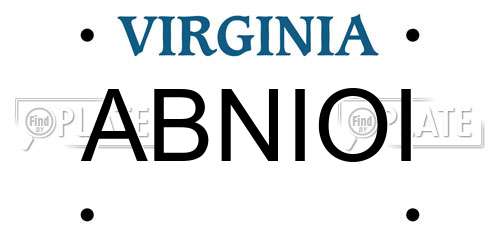 ABNIOI Virginia License Plate
