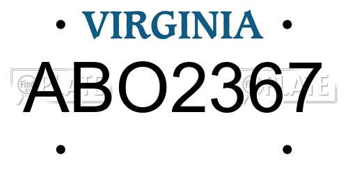 ABO2367 Virginia License Plate