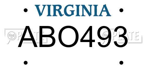 ABO493 Virginia License Plate