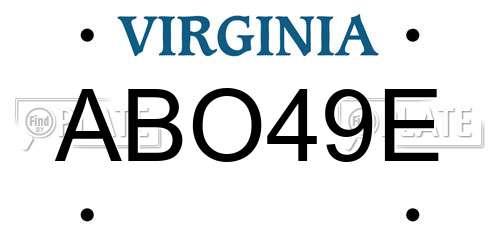 ABO49E Virginia License Plate