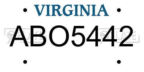 ABO5442 Virginia License Plate