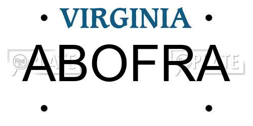 ABOFRA Virginia License Plate