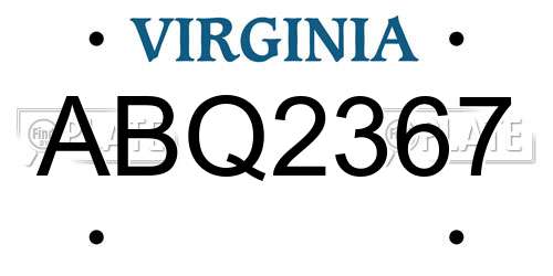 ABQ2367 Virginia License Plate