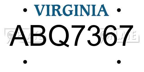 ABQ7367 Virginia License Plate