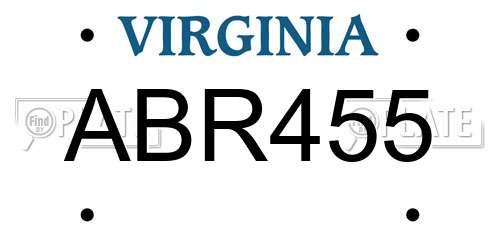 ABR455 Virginia License Plate