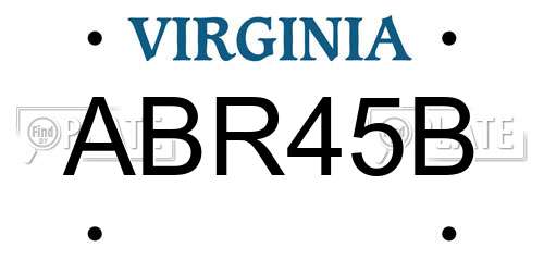 ABR45B Virginia License Plate