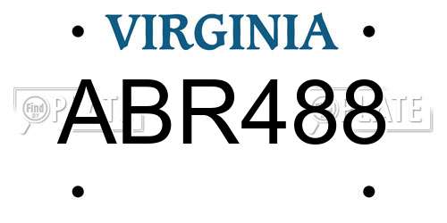 ABR488 Virginia License Plate