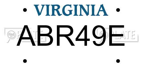 ABR49E Virginia License Plate