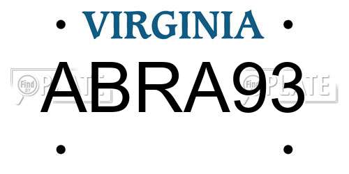 ABRA93 Virginia License Plate