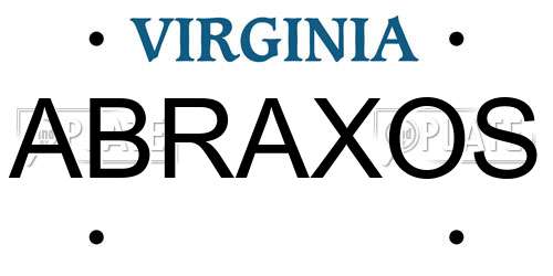ABRAXOS Virginia License Plate