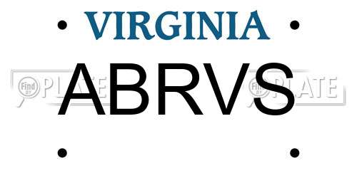 ABRVS Virginia License Plate