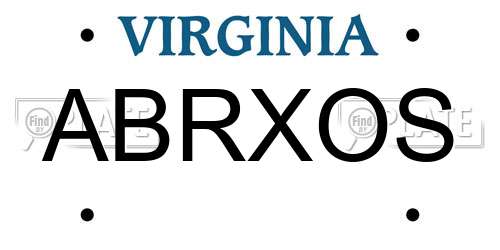 ABRXOS Virginia License Plate