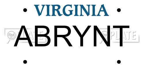 ABRYNT Virginia License Plate