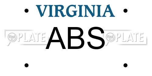 ABS Virginia License Plate