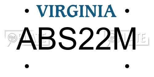 ABS22M Virginia License Plate