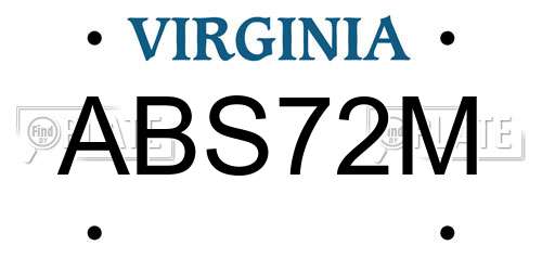 ABS72M Virginia License Plate