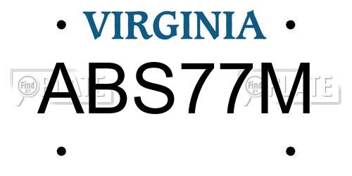 ABS77M Virginia License Plate