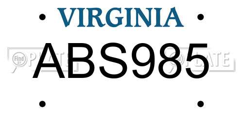 ABS985 Virginia License Plate