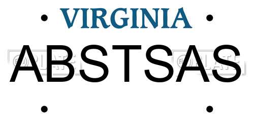 ABSTSAS Virginia License Plate