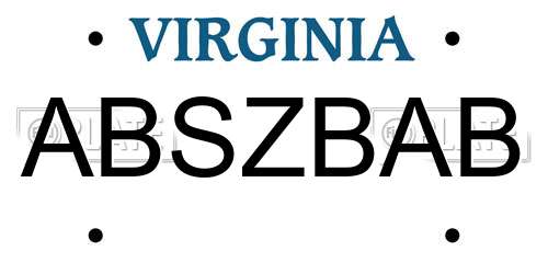 ABSZBAB Virginia License Plate
