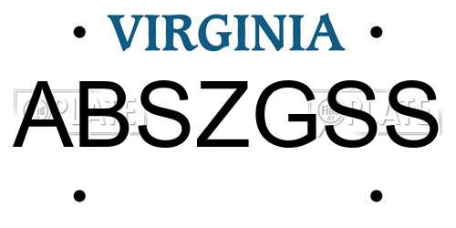 ABSZGSS Virginia License Plate