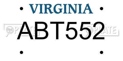 ABT552 Virginia License Plate