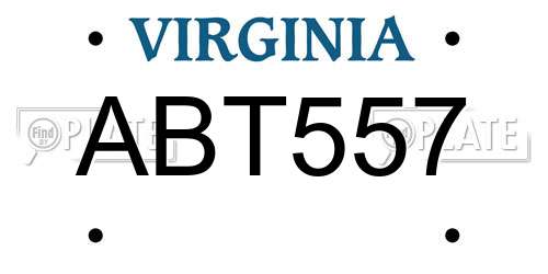 ABT557 Virginia License Plate