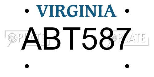 ABT587 Virginia License Plate