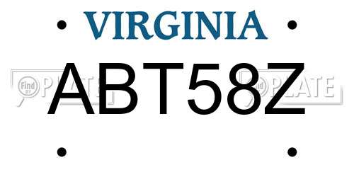 ABT58Z Virginia License Plate